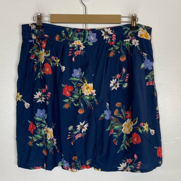 Retro 90s Y2K Inspired Women’ Floral Pleated Short S Blue Relaxed Side Pockets - Picture 4 of 12